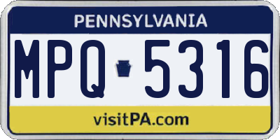 PA license plate MPQ5316