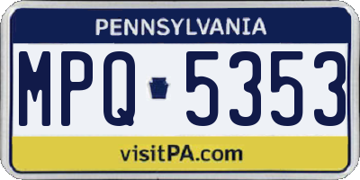 PA license plate MPQ5353