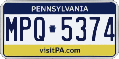 PA license plate MPQ5374