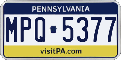 PA license plate MPQ5377