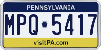PA license plate MPQ5417