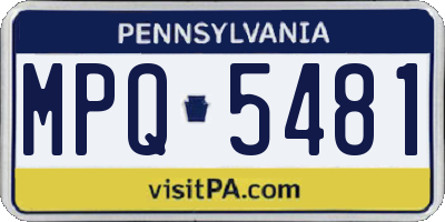 PA license plate MPQ5481