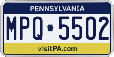 PA license plate MPQ5502