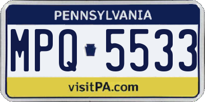 PA license plate MPQ5533