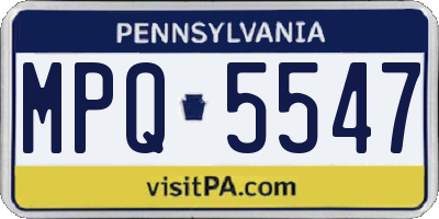 PA license plate MPQ5547