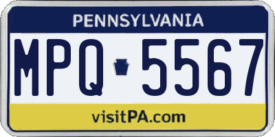 PA license plate MPQ5567