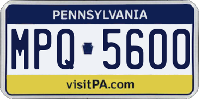 PA license plate MPQ5600
