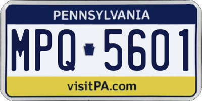 PA license plate MPQ5601
