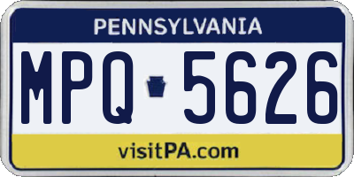 PA license plate MPQ5626