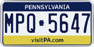 PA license plate MPQ5647