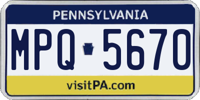PA license plate MPQ5670