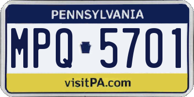 PA license plate MPQ5701