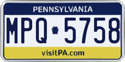 PA license plate MPQ5758