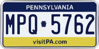 PA license plate MPQ5762