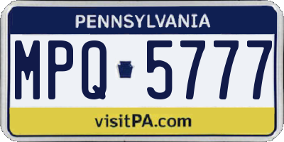 PA license plate MPQ5777