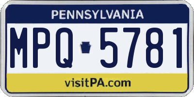 PA license plate MPQ5781
