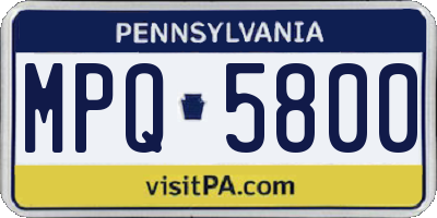 PA license plate MPQ5800