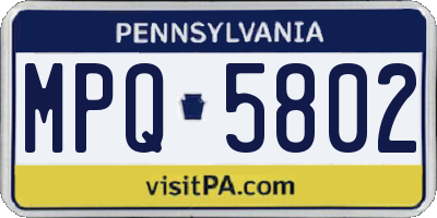 PA license plate MPQ5802