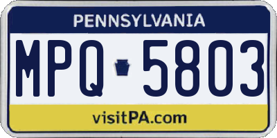 PA license plate MPQ5803