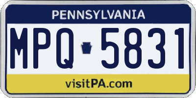 PA license plate MPQ5831