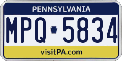 PA license plate MPQ5834