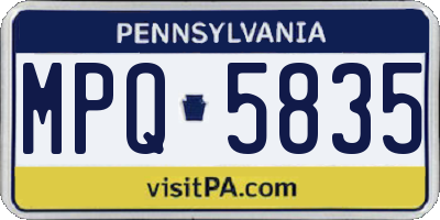 PA license plate MPQ5835