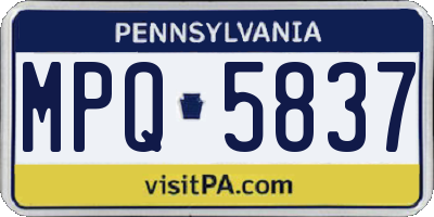 PA license plate MPQ5837