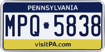 PA license plate MPQ5838