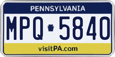 PA license plate MPQ5840