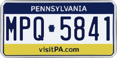 PA license plate MPQ5841