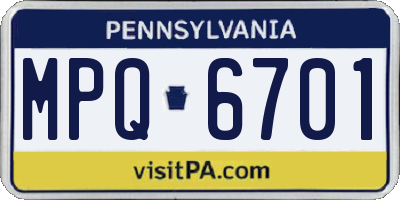 PA license plate MPQ6701