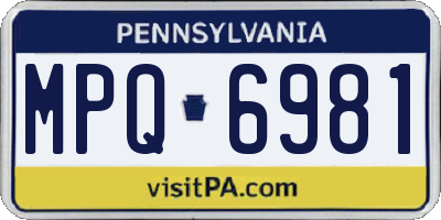 PA license plate MPQ6981
