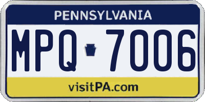 PA license plate MPQ7006