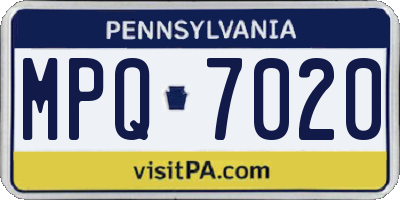 PA license plate MPQ7020