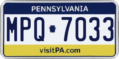 PA license plate MPQ7033
