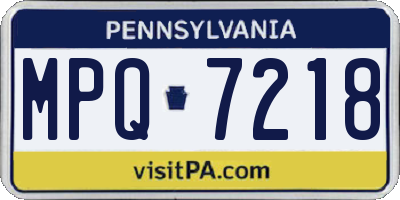 PA license plate MPQ7218