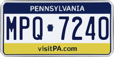 PA license plate MPQ7240