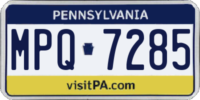 PA license plate MPQ7285