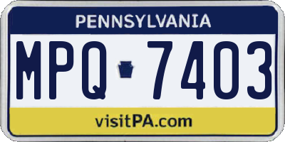 PA license plate MPQ7403