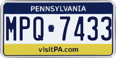 PA license plate MPQ7433