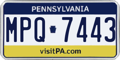 PA license plate MPQ7443