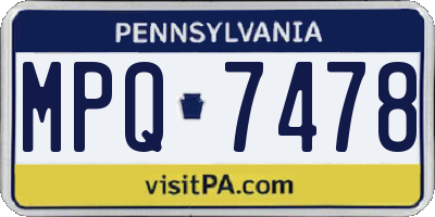 PA license plate MPQ7478