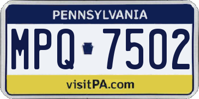 PA license plate MPQ7502