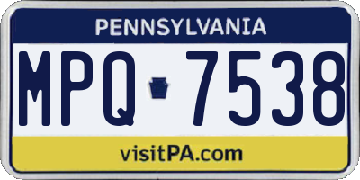 PA license plate MPQ7538