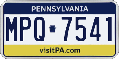 PA license plate MPQ7541