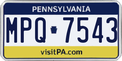 PA license plate MPQ7543