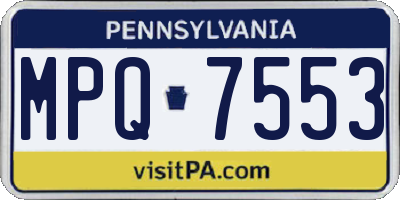PA license plate MPQ7553