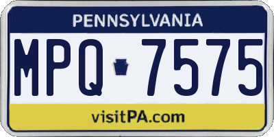PA license plate MPQ7575