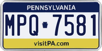 PA license plate MPQ7581