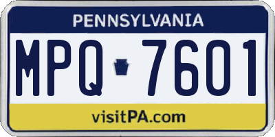 PA license plate MPQ7601